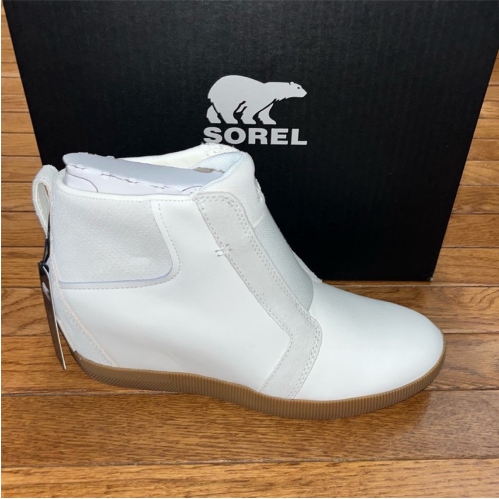 Sorel Out & About Pull On Wedge Booties Sea Salt White & Gum 2 Women’s Size 8.5 - Picture 2 of 13